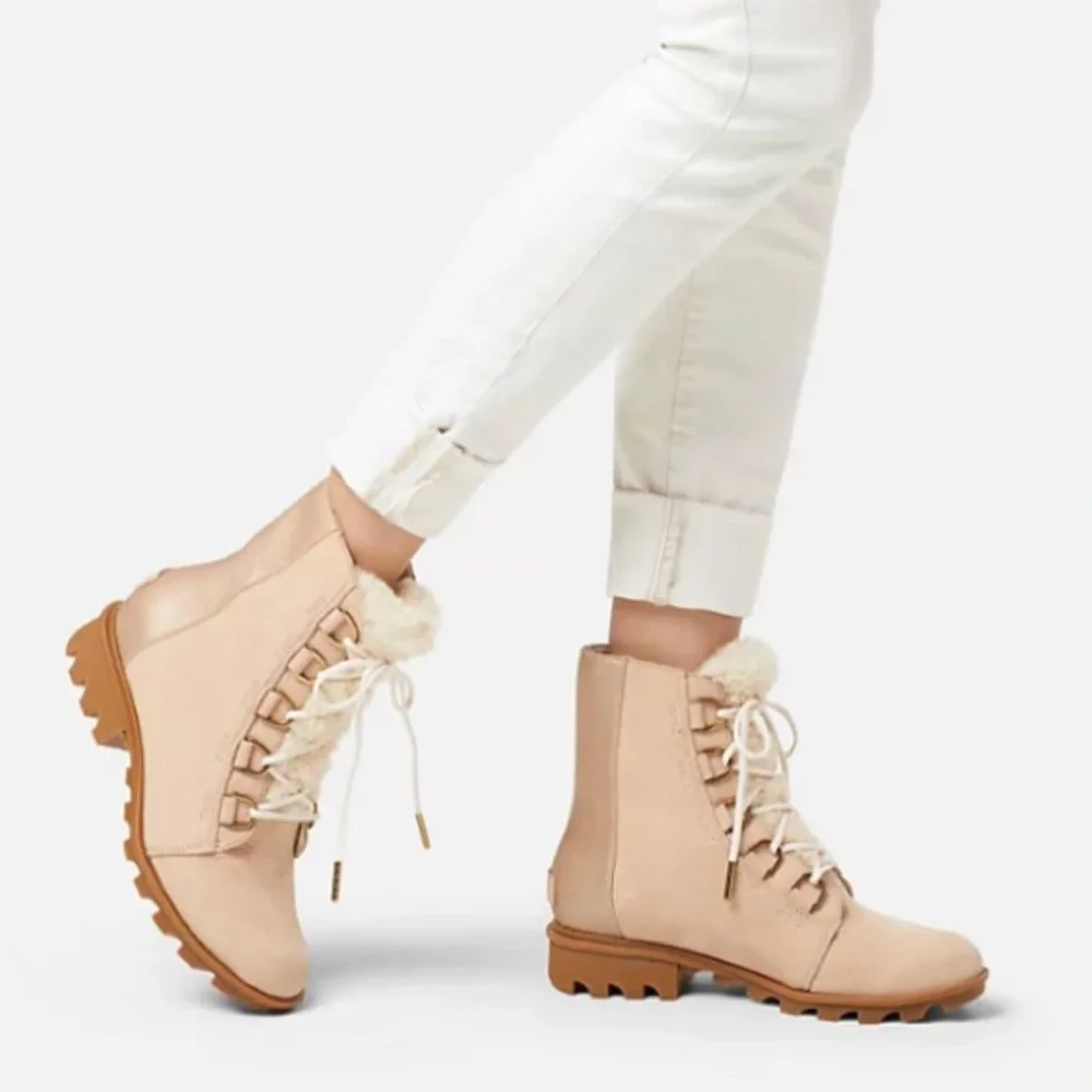 Sorel Phoenix Short Lace Lux Women’s Boots Natural Tan Leather
